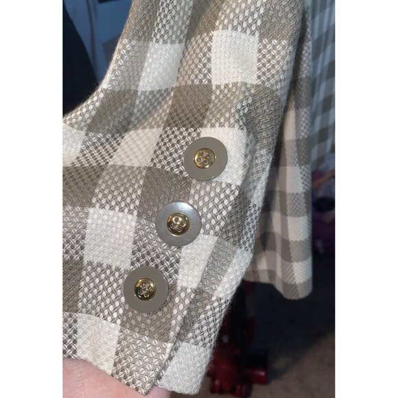 Vintage Jaqueline Ferrar Blazer Womens Size 16 Taupe White Double Breast Checker - Picture 7 of 12